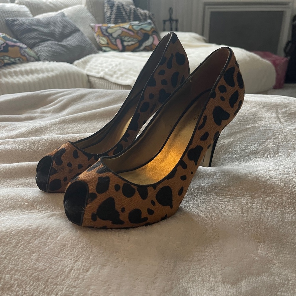 Guess by Marciano Brown and Black Leopard Print Heels